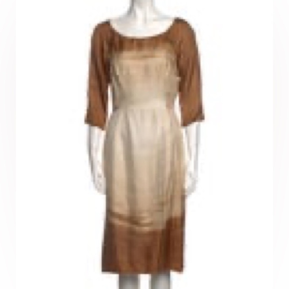 Prada Silk Twill Size 44 IT / 8 US Brown and Cream Dress